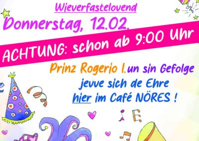 Cafe Nöres feiert Weiberfastnacht